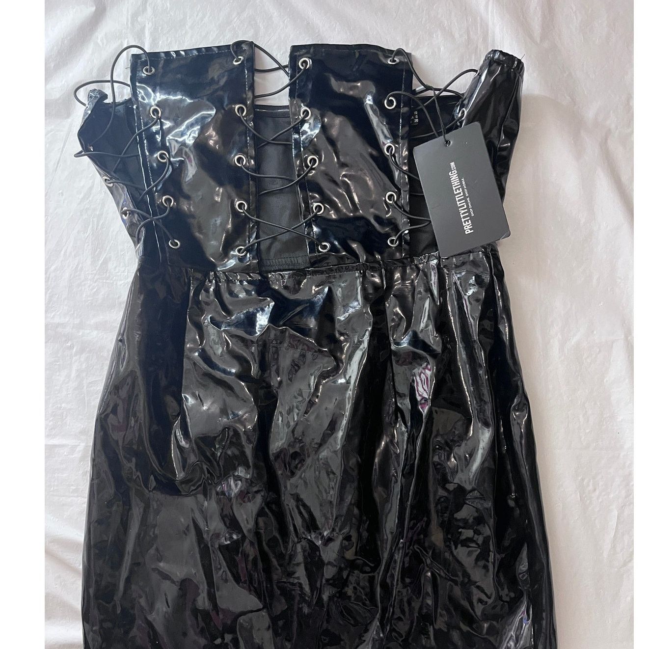 Other Pretty Little Thing Bodycon Mini Black vinyl Dress Size: 6 Size M / US 6-8 / IT 42-44 - 2 Thumbnail