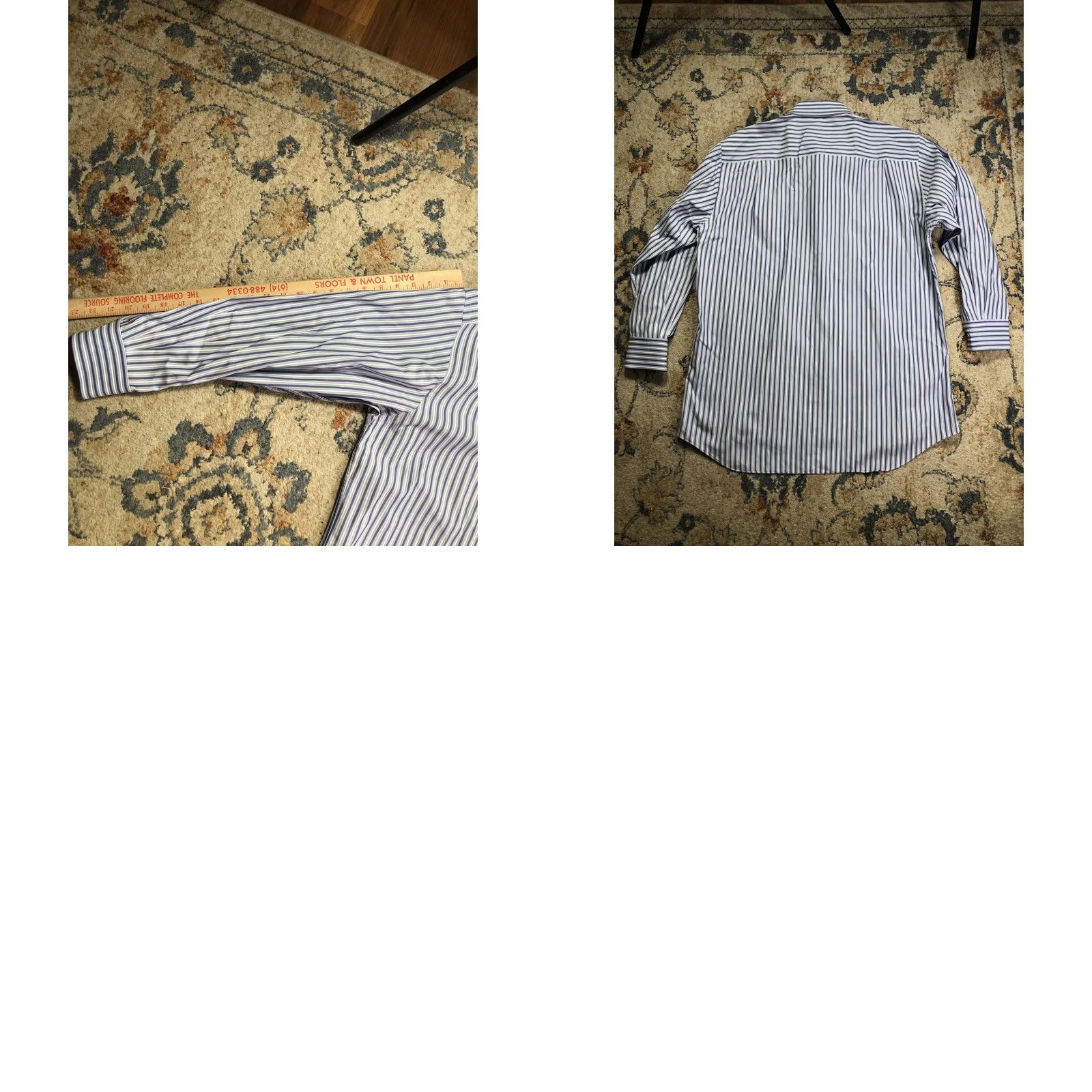 David Donahue David Donahue Dress Shirt Mens 16.5 32/33 Blue Stripe Long Sleeve Regular Fit Size 46R - 9 Thumbnail