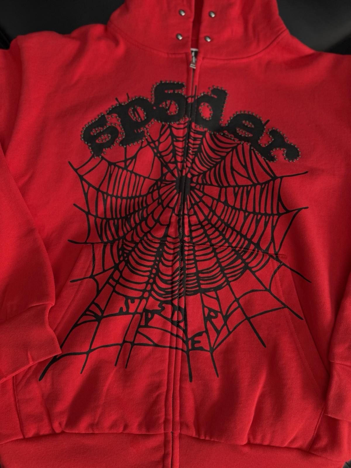 Sp5der Sp5der Worldwide Red Zip Up Studded Hoodie Size Medium (NEW) Size US M / EU 48-50 / 2 - 3 Thumbnail