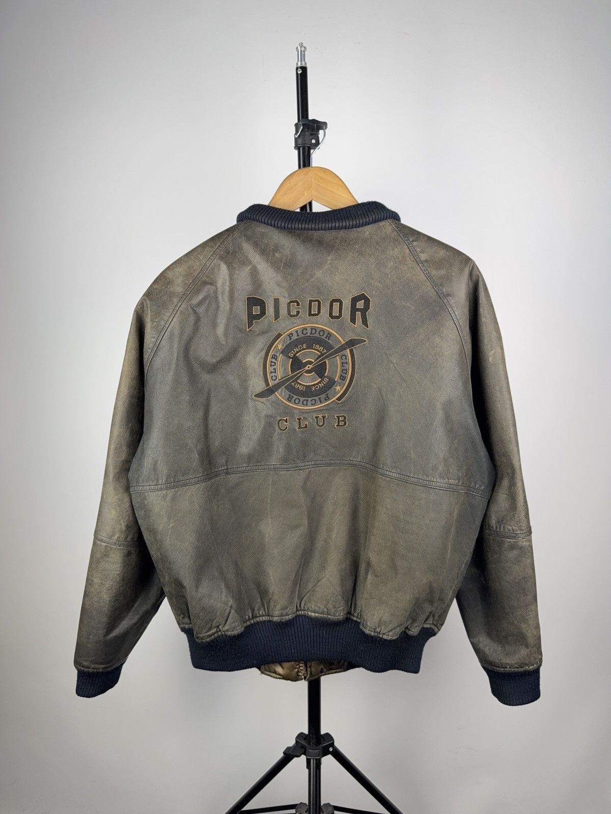 Other Vintage 90s Picdor Club Air Force Leather Bomber Jacket Size US S / EU 44-46 / 1 - 1 Thumbnail