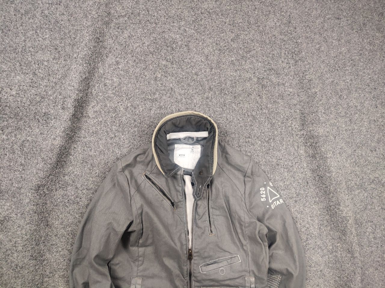 G-Star Vintage G Star Raw Gunner Zip Waxed Gray Cotton Biker Jacket Size M / US 6-8 / IT 42-44 - 1 Thumbnail