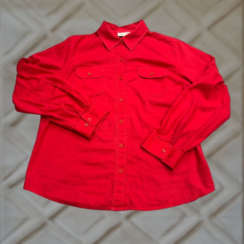 Jones New York Jones New York Sport Button Down Shirt Womens Large Red Long Sleeve Classic Top Size L / US 10 / IT 46 - 1 Thumbnail