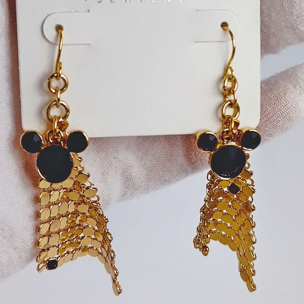 Disney Disney Mickey Mouse Dangle Earrings Black Gold Webbed NIP Size ONE SIZE - 3 Thumbnail