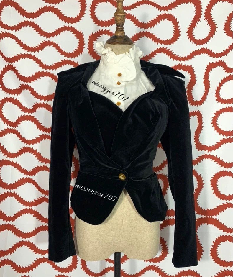 Vivienne Westwood Vivienne Westwood Black velvet suit jacket Size L / US 10 / IT 46 - 1 Thumbnail