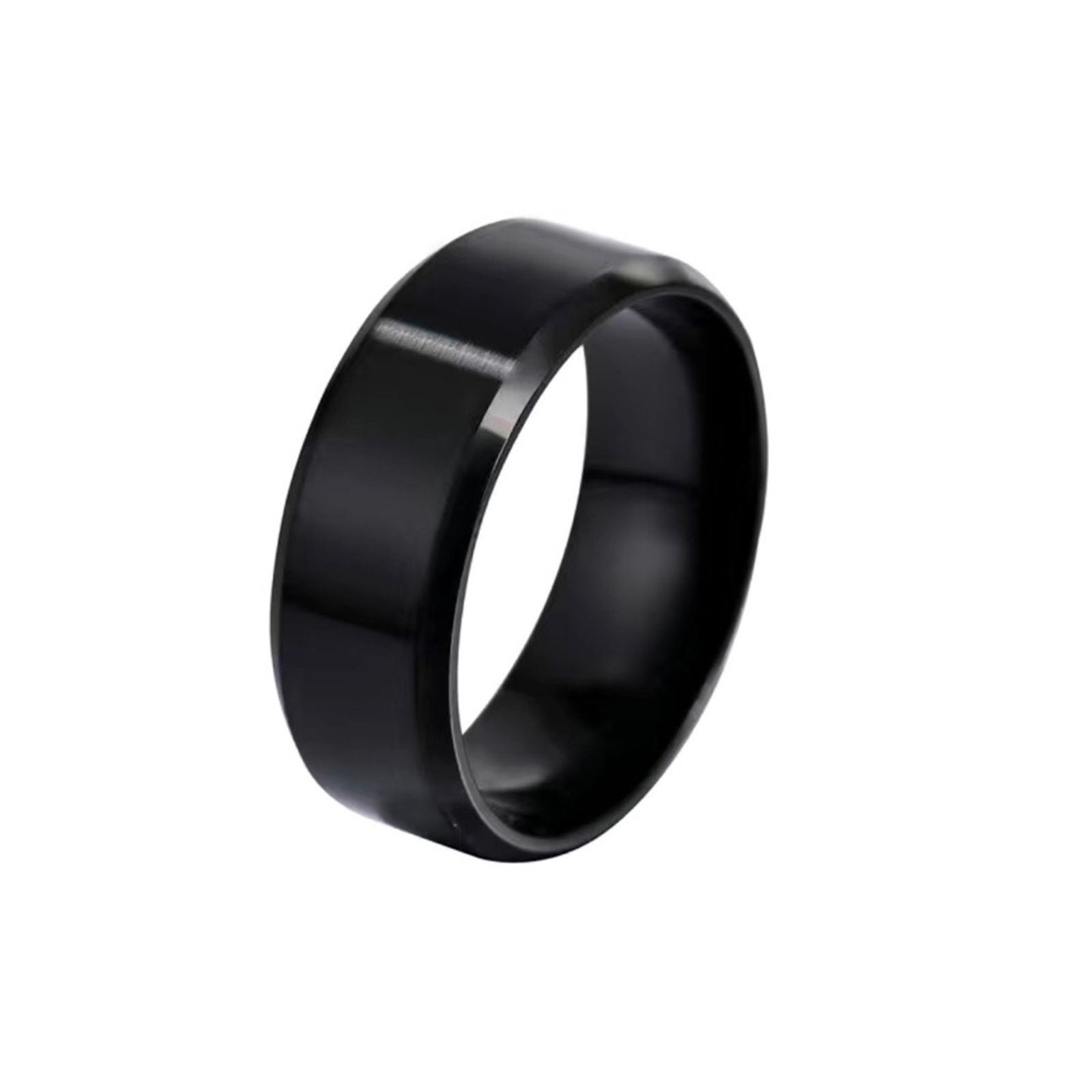 Jewelry Men’s black titanium stainless steel 8mm band ring 10 NIB Size ONE SIZE - 1 Thumbnail
