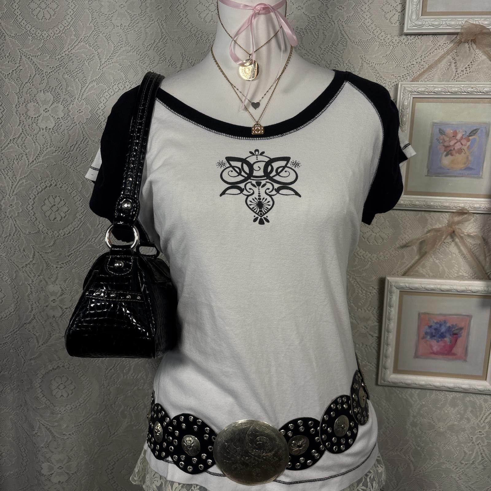 Other y2k grunge fitted black baby tee Size L / US 10 / IT 46 - 2 Thumbnail