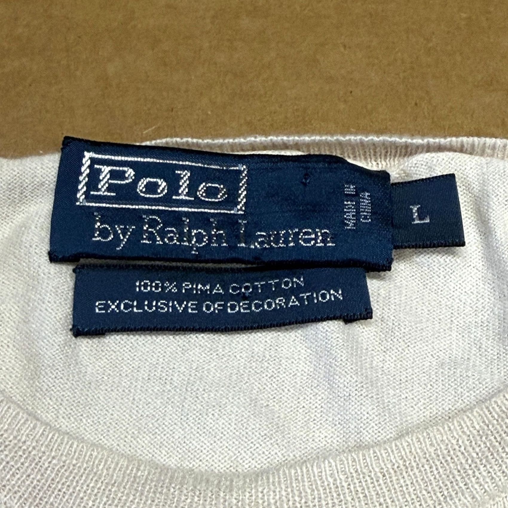 Polo Ralph Lauren Polo by Ralph Lauren Sweater Mens L Beige Crewneck Pima Cotton Pullover Knit Size US L / EU 52-54 / 3 - 5 Thumbnail
