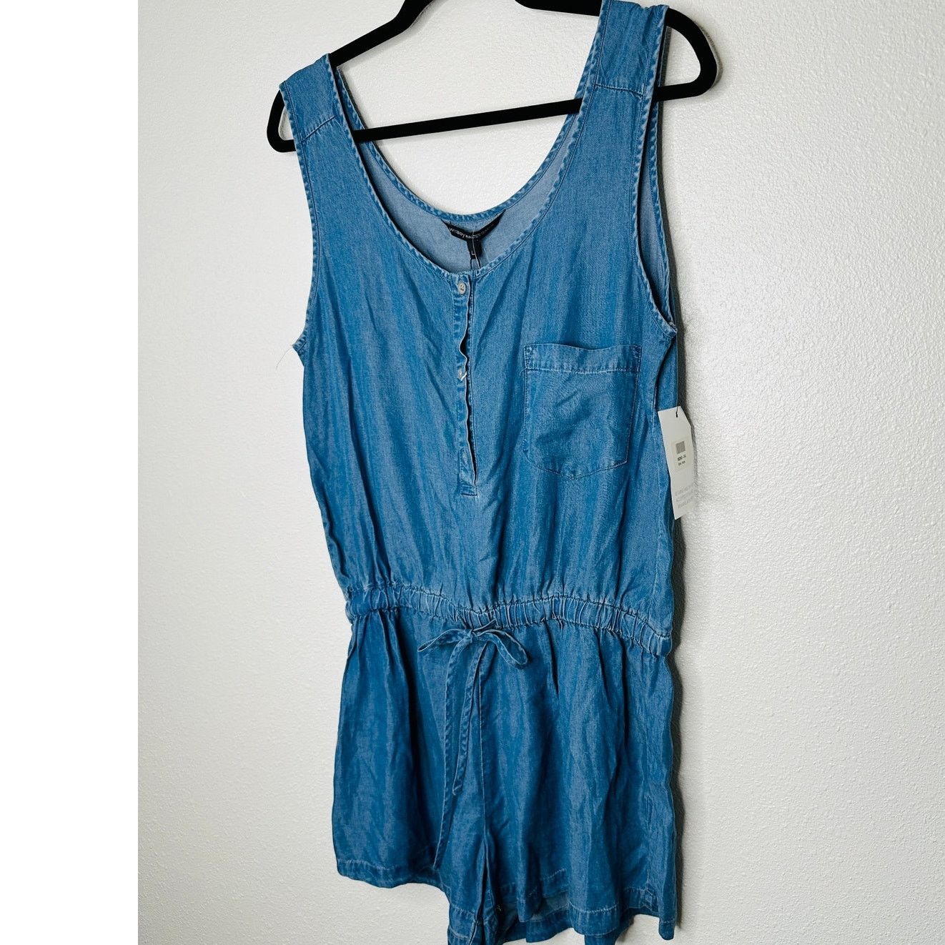 Other NWT W118 Vivian Sleeveless Half Button drawstring Romper L Size 36" / US 14 / IT 50 - 3 Thumbnail