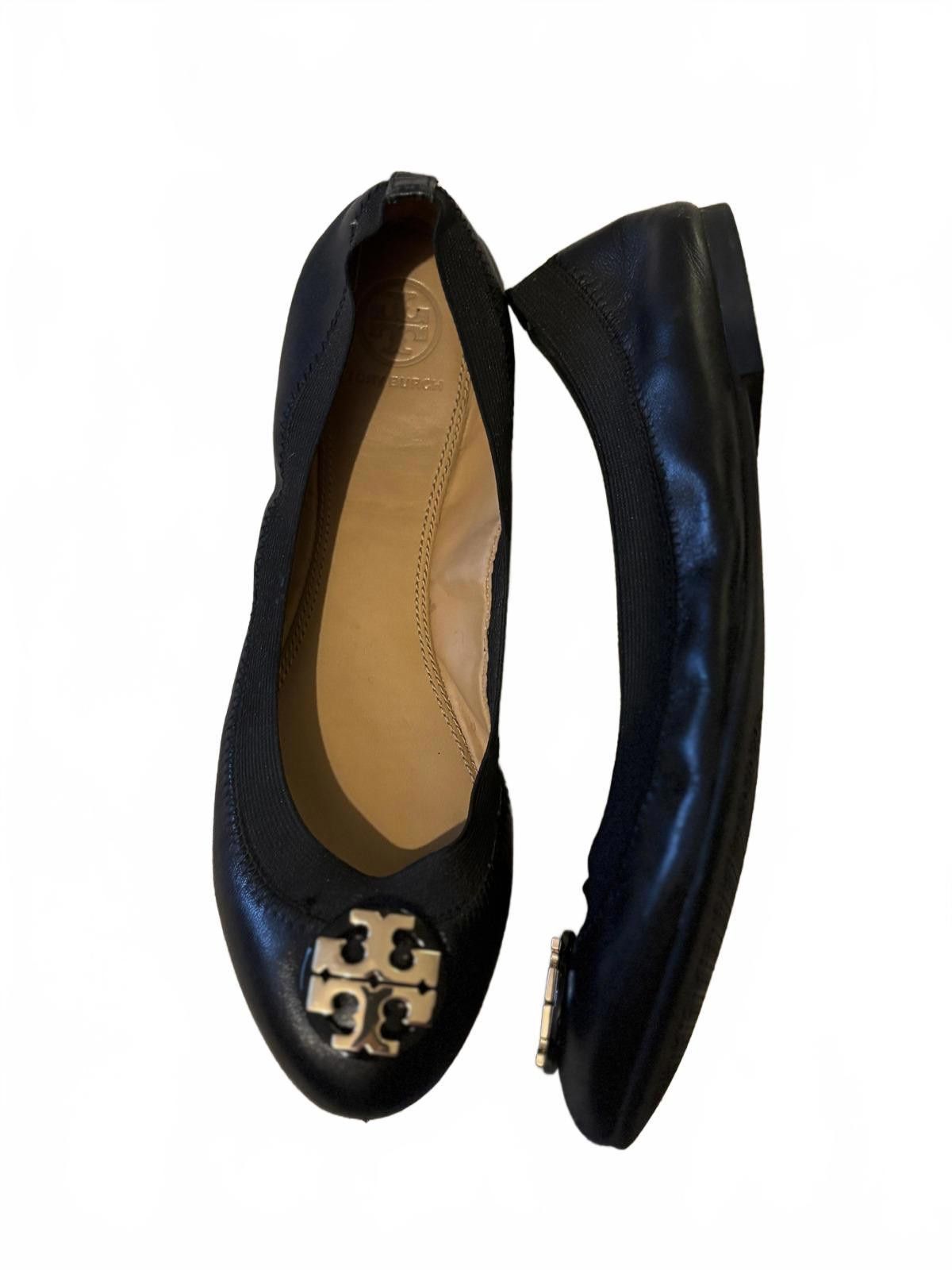 Other Tory Burch Black Leather Ballet Flats with Logo Accent sz 7 Size US 7 / IT 37 - 1 Thumbnail