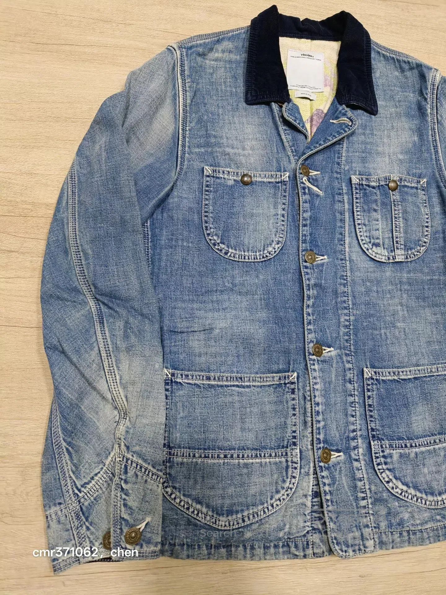 Visvim Blue Denim Jacket with Corduroy Collar - Size S. Size US S / EU 44-46 / 1 - 2 Thumbnail
