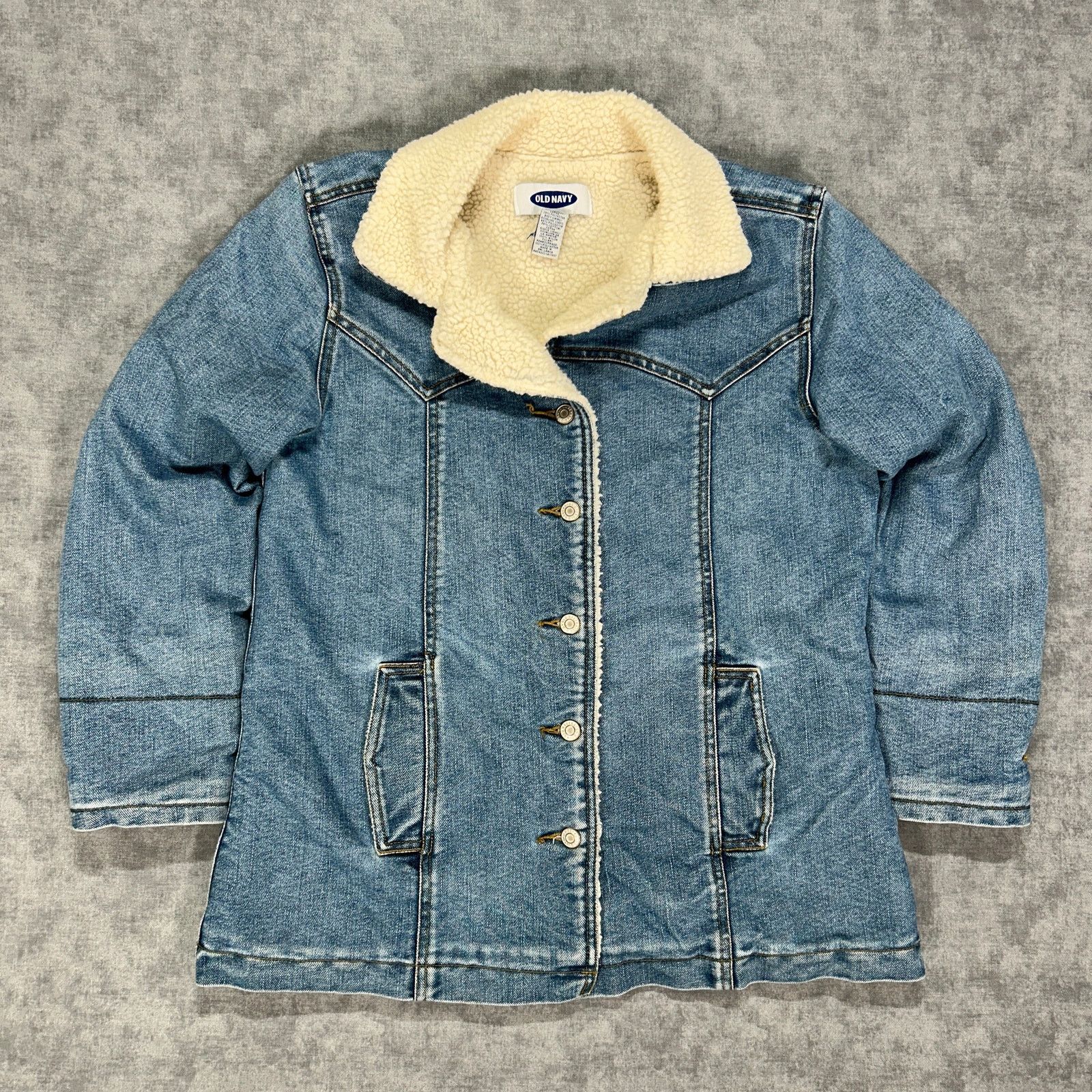 Old Navy VTG 2001 Old Navy sherpa lined denim trucker jacket womens L Size L / US 10 / IT 46 - 1 Thumbnail