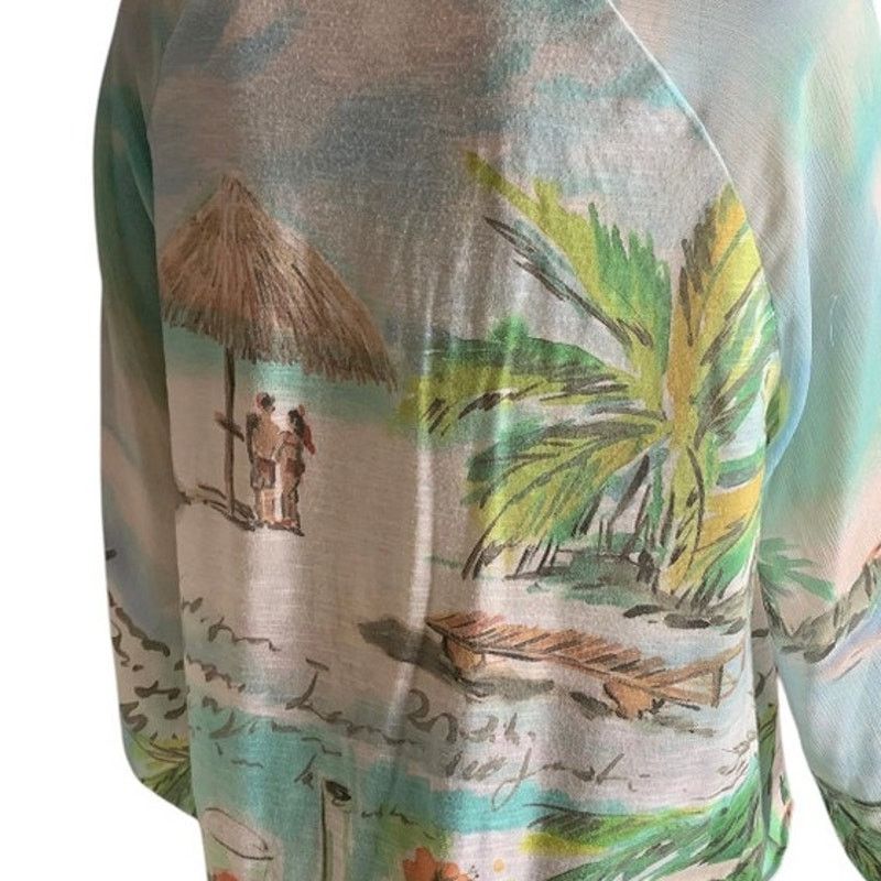 Chicos Chico's Women's US Medium Top Seaside Sangria Kimono Sleeve Size M / US 6-8 / IT 42-44 - 7 Thumbnail