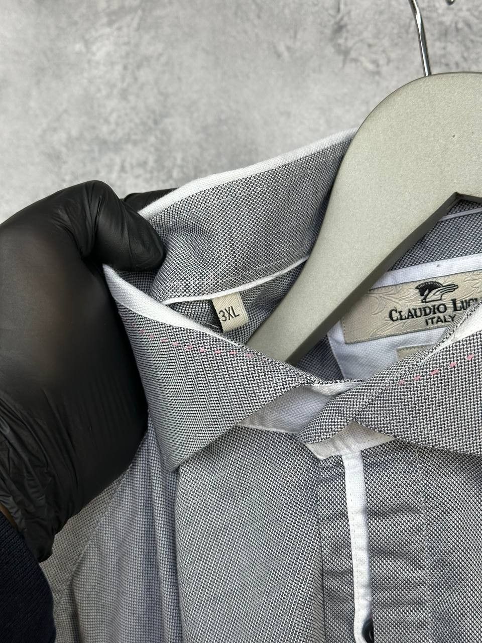 Other Claudio Lugli Italy Grey Micro Pattern Shirt Contrast Trim Size US XXL / EU 58 / 5 - 11 Thumbnail