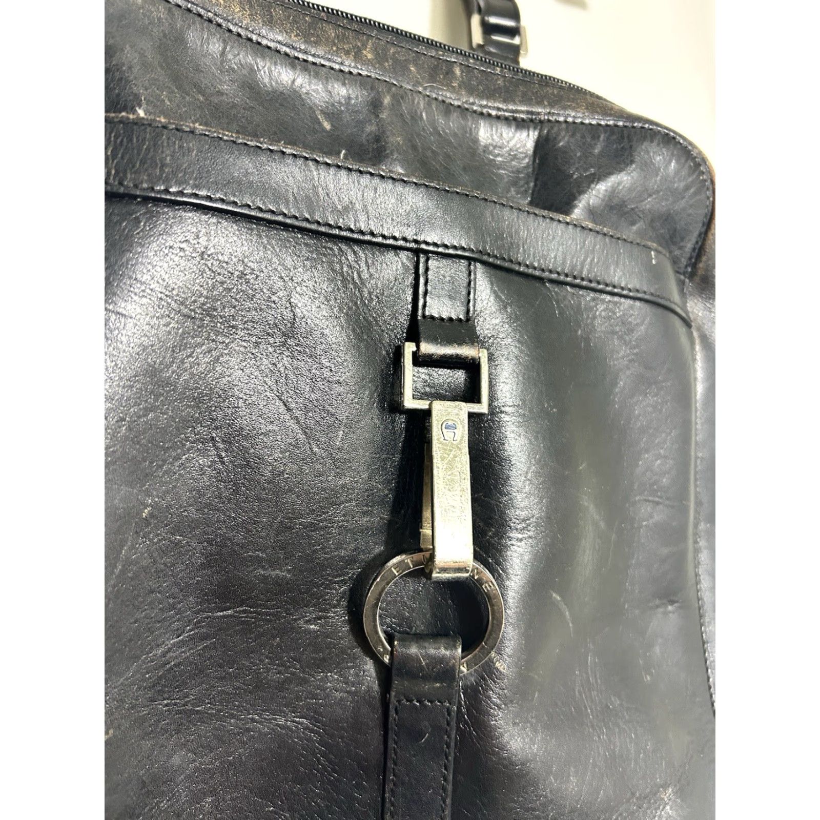 Etienne Aigner VINTAGE Etienne Aigner Black Leather Mini Backpack Purse Distressed 11x9.5x3 Women Mini Backpack Leather Distressed 11x9.5x3 Womens Size ONE SIZE - 5 Thumbnail