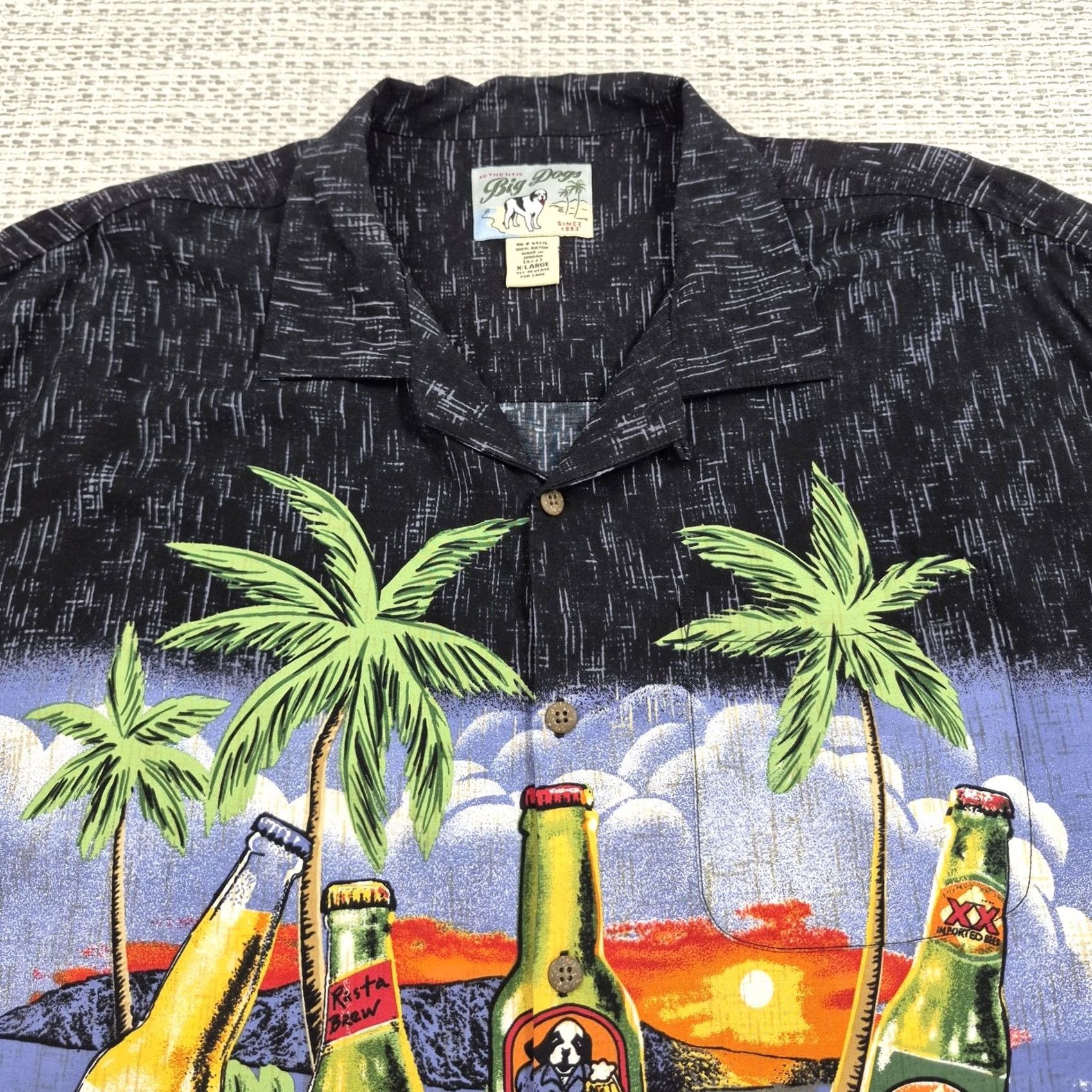 Big Dogs Big Dogs Shirt Mens XL Multicolor Hawaiian Button-Up Short Sleeve Beach Theme IT'S FIVE O'CLOCK SOMEWHERE! Size US XL / EU 56 / 4 - 5 Thumbnail