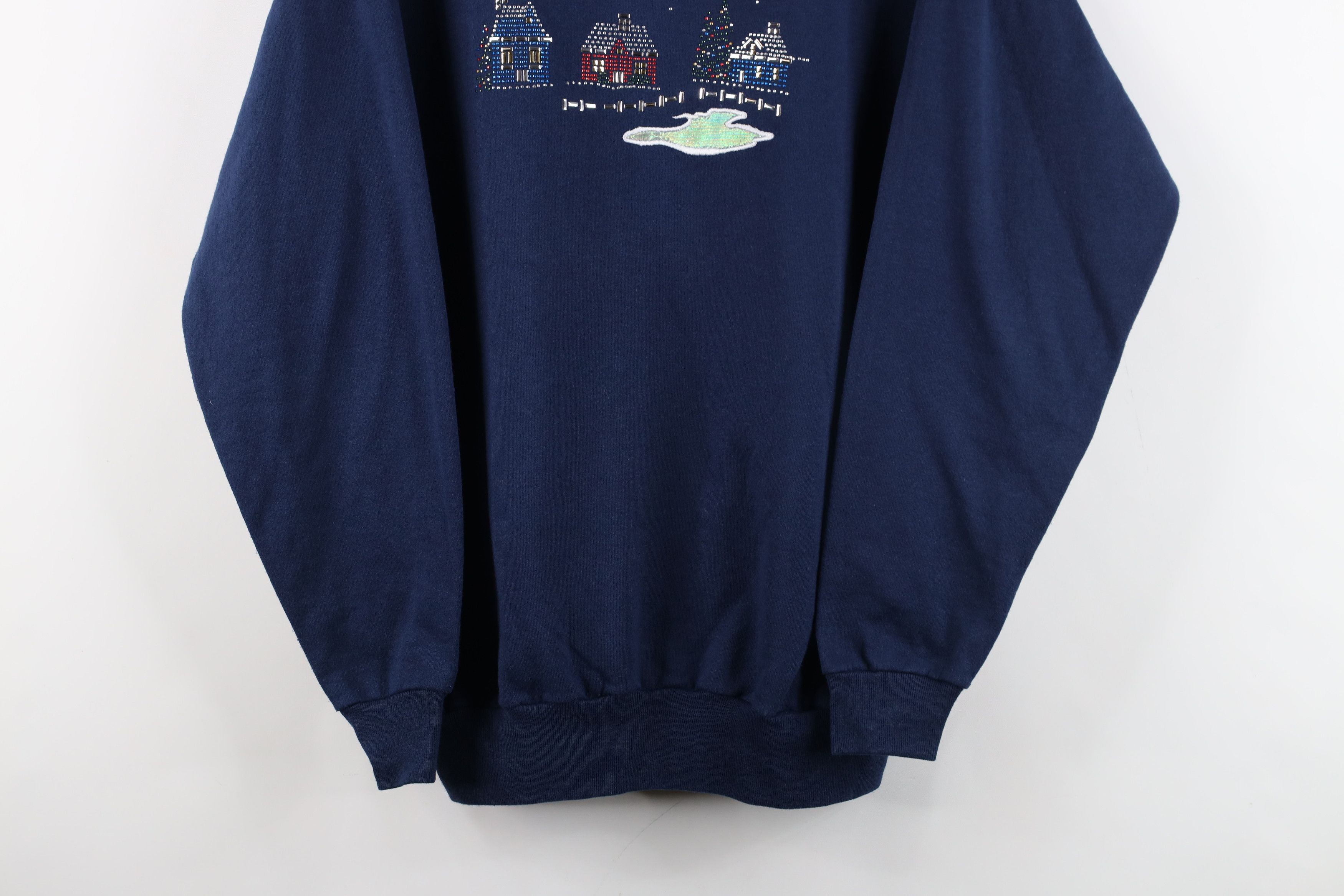 Vintage Vintage 90s Streetwear Sequin Christmas Town Sweatshirt Blue Size M / US 6-8 / IT 42-44 - 3 Thumbnail