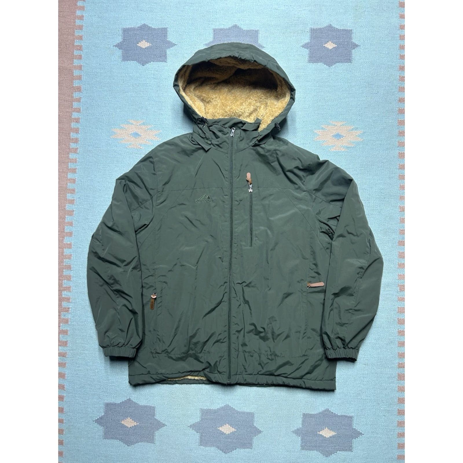 Vintage VINTAGE Outdoors faux fur lined hooded jacket industrial military style green large Size US L / EU 52-54 / 3 - 2 Thumbnail