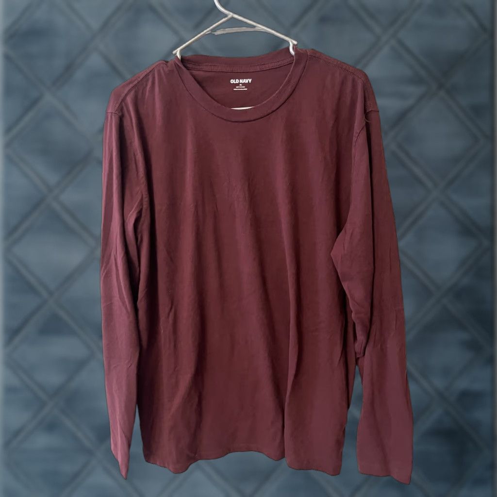 Old Navy Old Navy Maroon Knit Shirt Mens XL Long Sleeve Crew Neck T-Shirt Regular Cotton Vintage: No Size US XL / EU 56 / 4 - 1 Thumbnail