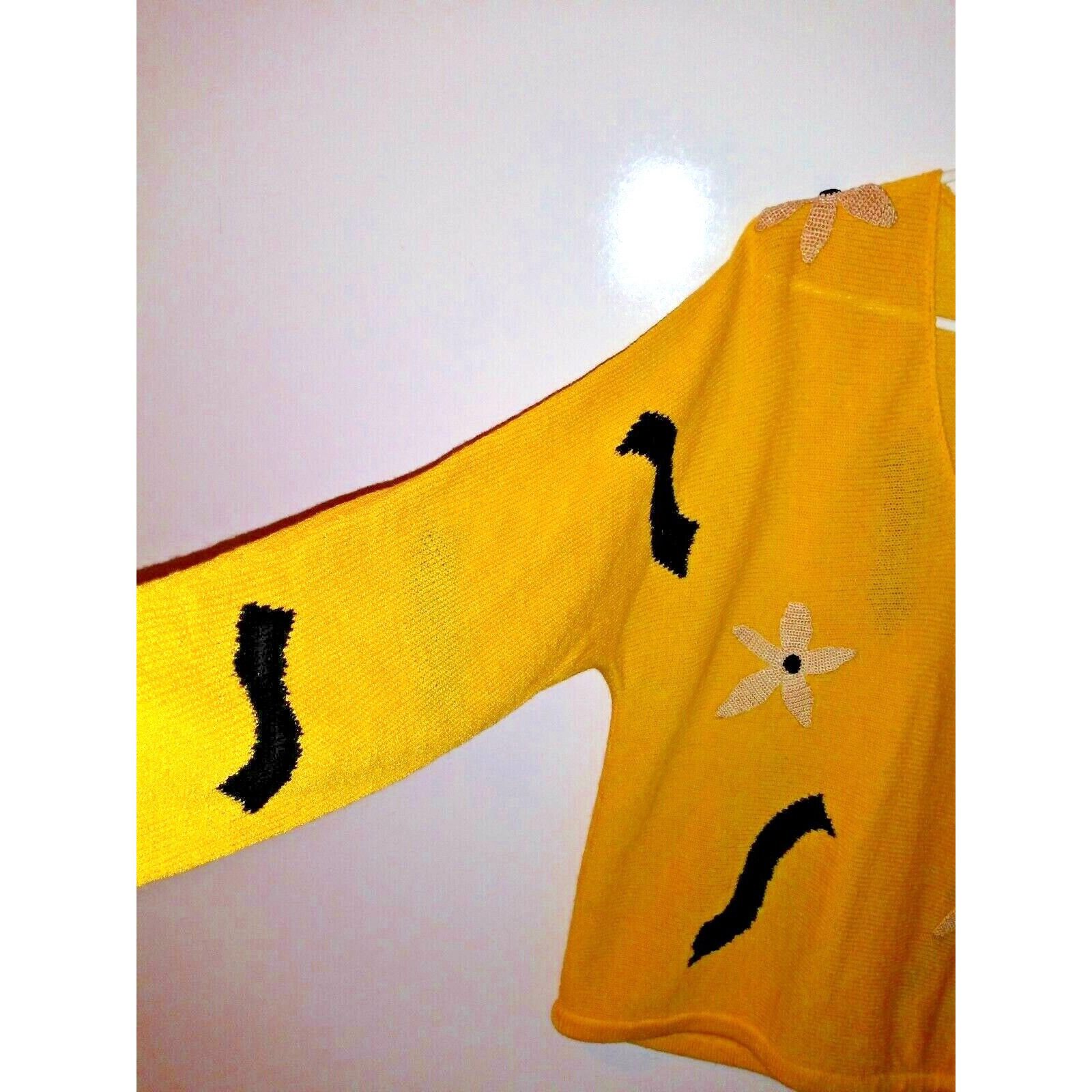 Other VTG 80s ANNE CRIMMINS Sweater Yellow Sz L embroidered appliq Size L / US 10 / IT 46 - 6 Thumbnail