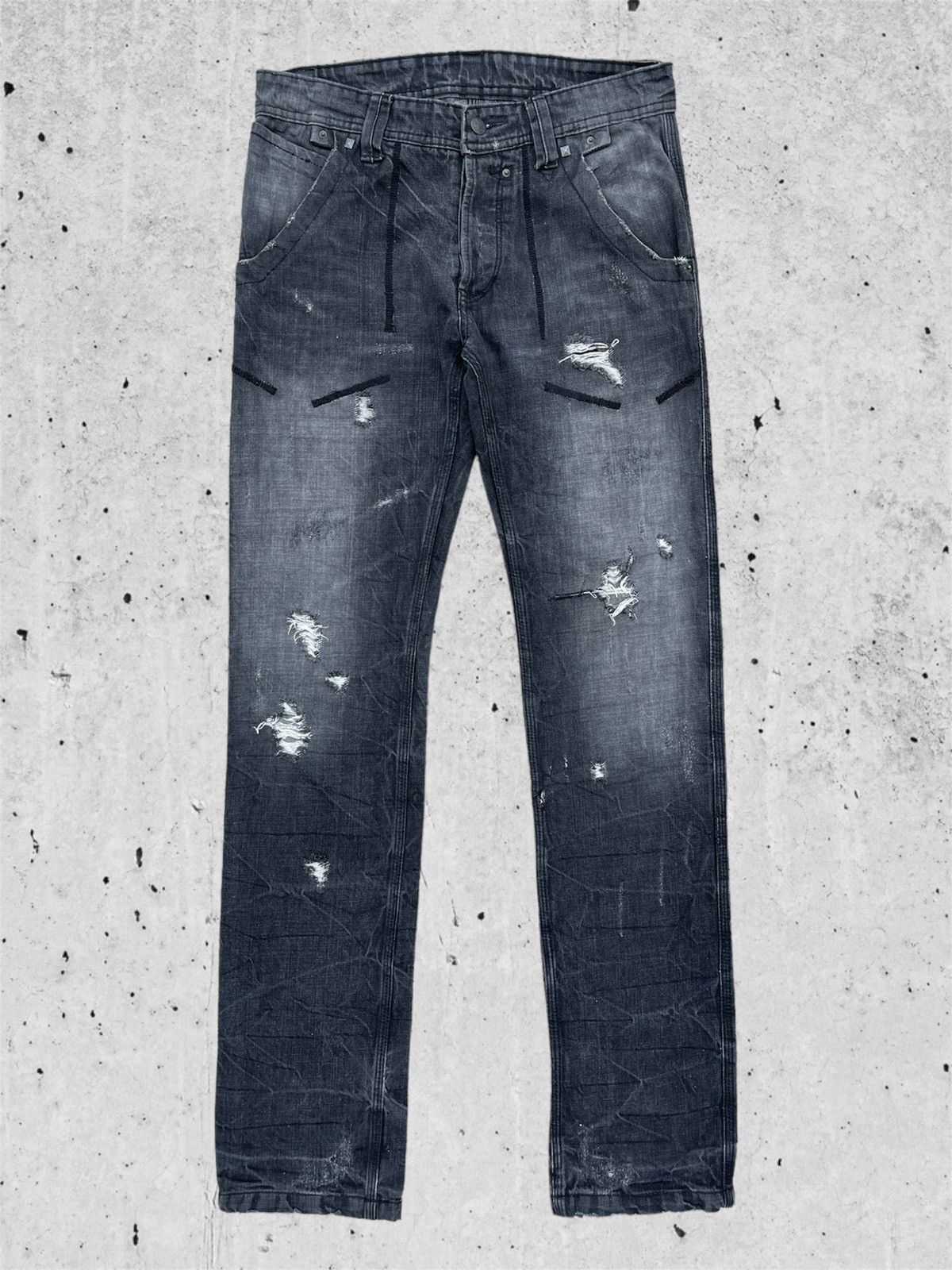 Japanese Brand 🔥 Japanese Brand Black Distressed Denim W31🔥 Size US 31 - 2 Thumbnail