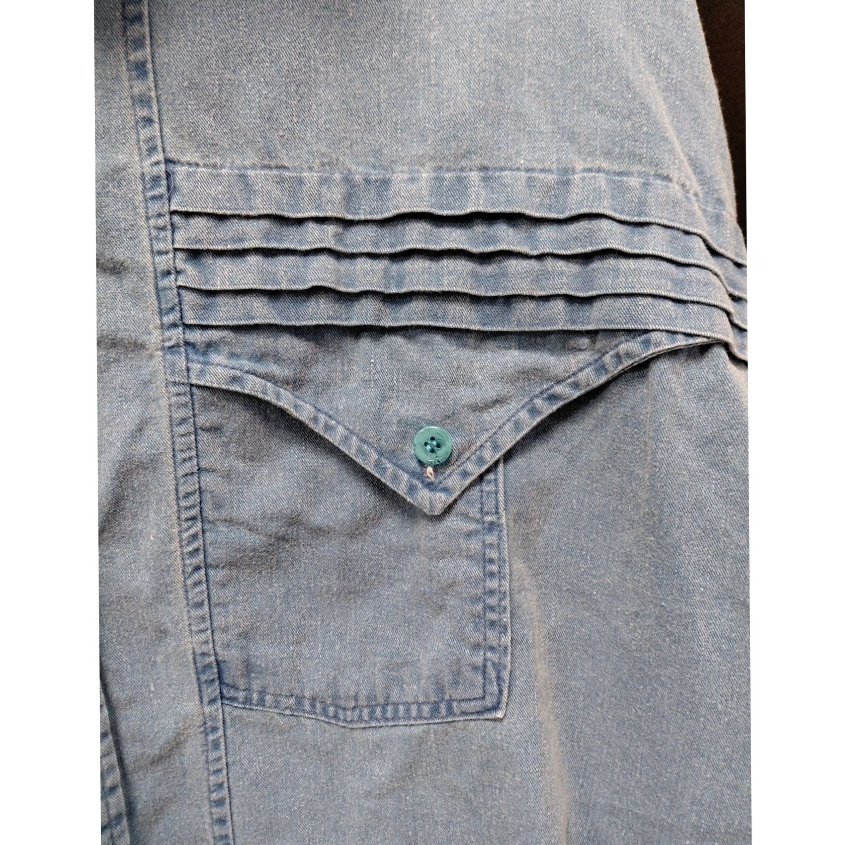 Vintage Panhandle Slim Shirt Blue Solid Denim Mens Button-Up Cotton Long Sleeve XL Made in USA Casual Size US XL / EU 56 / 4 - 3 Thumbnail
