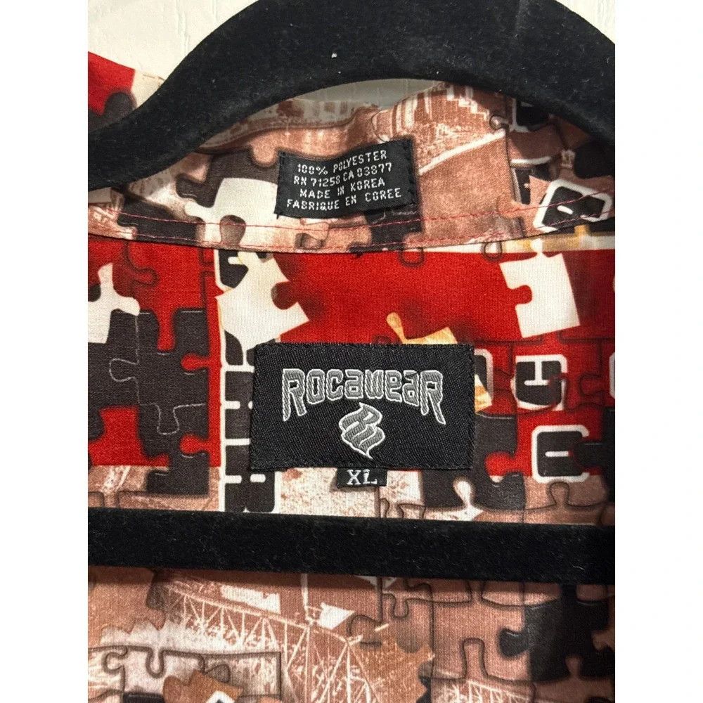 Rocawear Rocawear Y2K Puzzle Graphic Short Sleeve Button Up Shirt Size US XL / EU 56 / 4 - 6 Thumbnail