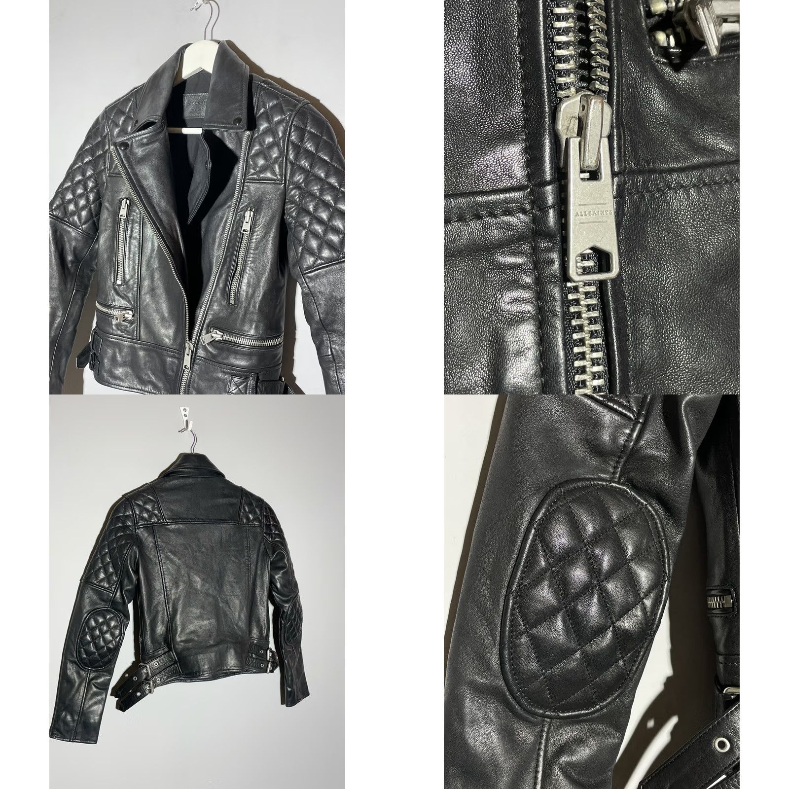 Allsaints AllSaints Esher Biker Jacket Women’s Size 32 Leather Black 1/2 Zip Pockets Adjust Buckle Zipper Vintage No 4 XS-4? Size S / US 4 / IT 40 - 8 Thumbnail