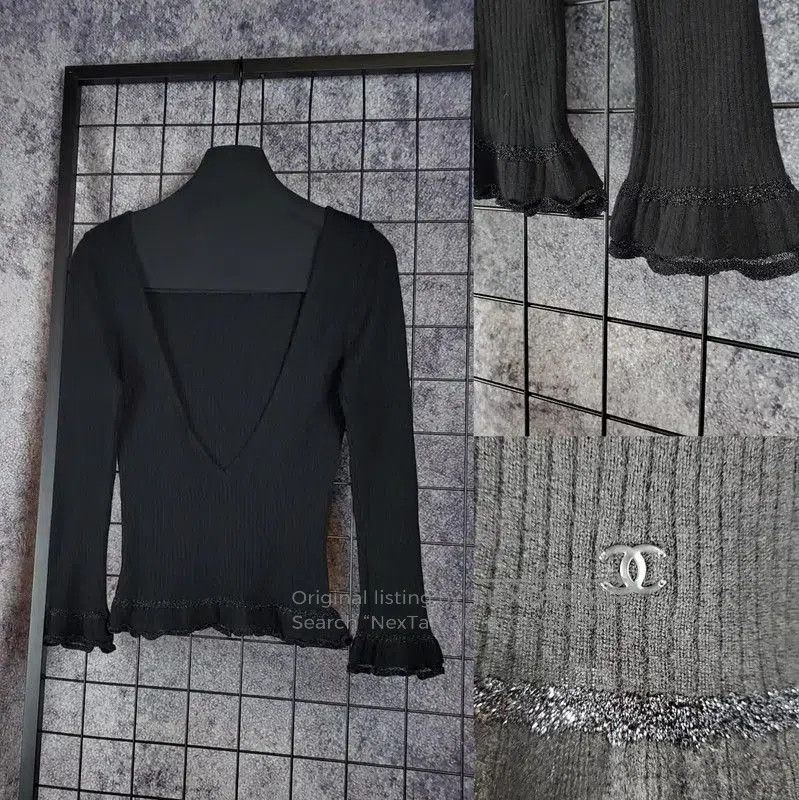 Chanel Chanel Black Cashmere Long Sleeve Top . Size M / US 6-8 / IT 42-44 - 1 Thumbnail
