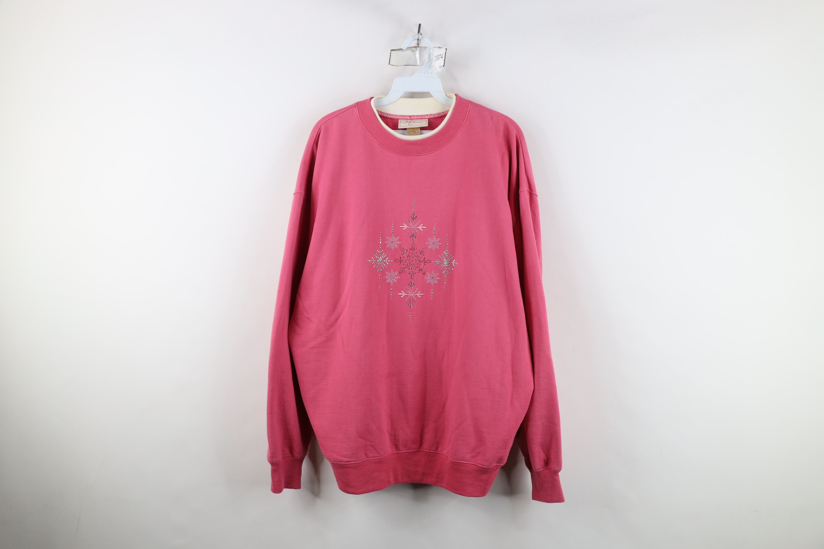 Vintage Vintage 90s Streetwear Snowflake Christmas Sweatshirt Pink Size M / US 6-8 / IT 42-44 - 1 Thumbnail