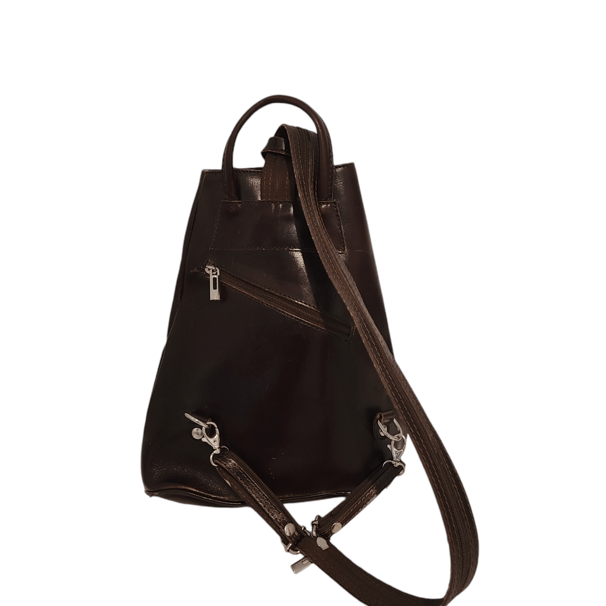 NBDN Nobrandedon Vintage Brown Leather Backpack Medium Shoulder Bag Size ONE SIZE - 9 Thumbnail