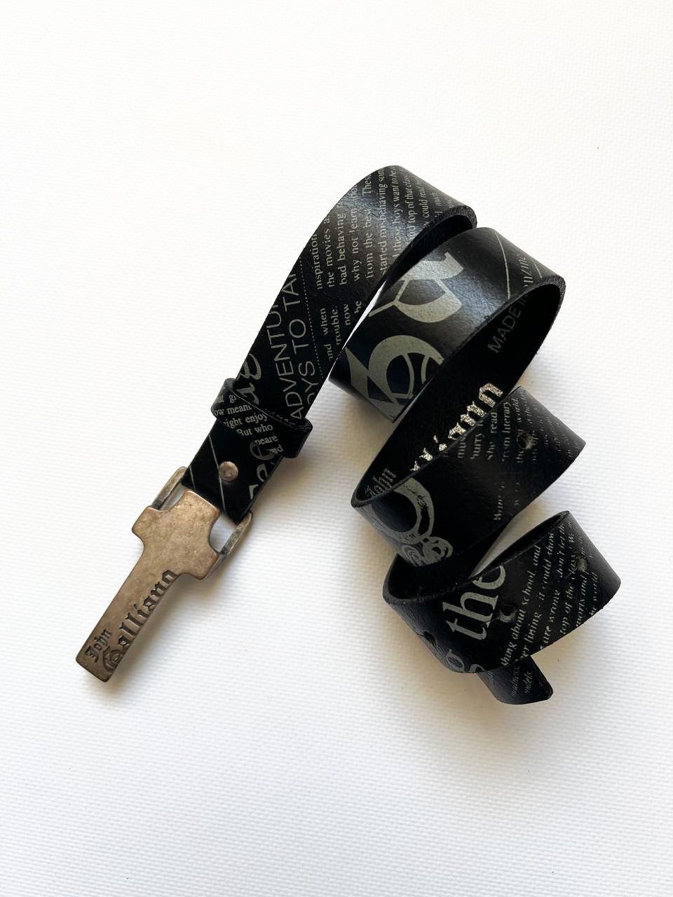 John Galliano Rare Galliano gothic punk gazette logo leather belt Size ONE SIZE - 2 Thumbnail