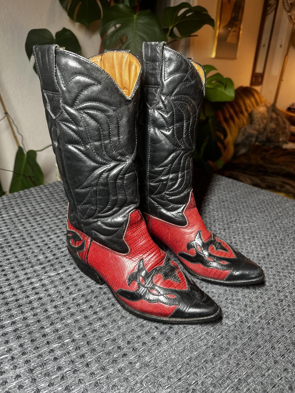 Unknown London Vintage Fling Sundance Black and Red Leather Cowboy Boots Size US 6 / IT 36 - 1 Thumbnail