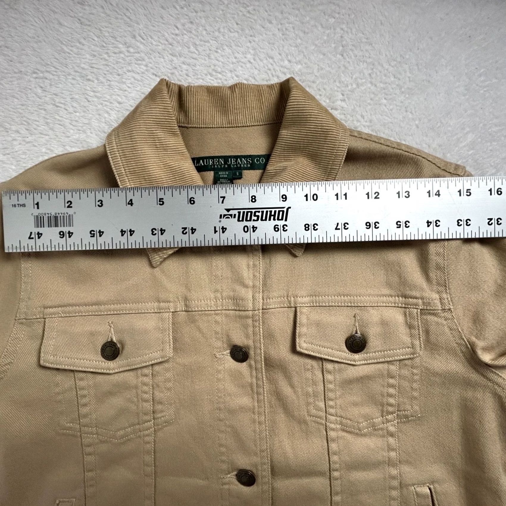Denime Lauren Jeans Co. Ralph Lauren Womens Tan Denim Crop Jacket Small Pockets Casual Size 28" / US 6 / IT 42 - 6 Thumbnail