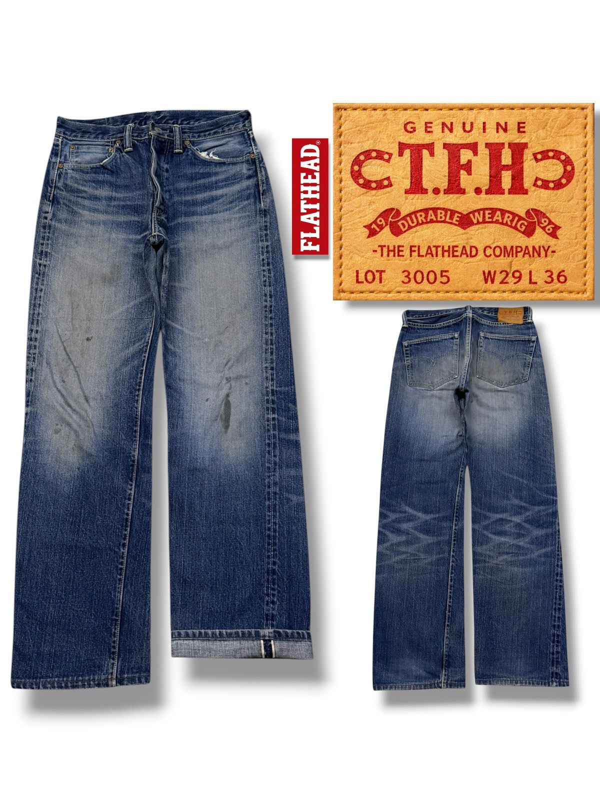 The Flat Head Vintage 00s The Flat Head 3005C Selvedge Denim Jeans | W29 Size US 29 - 1 Thumbnail