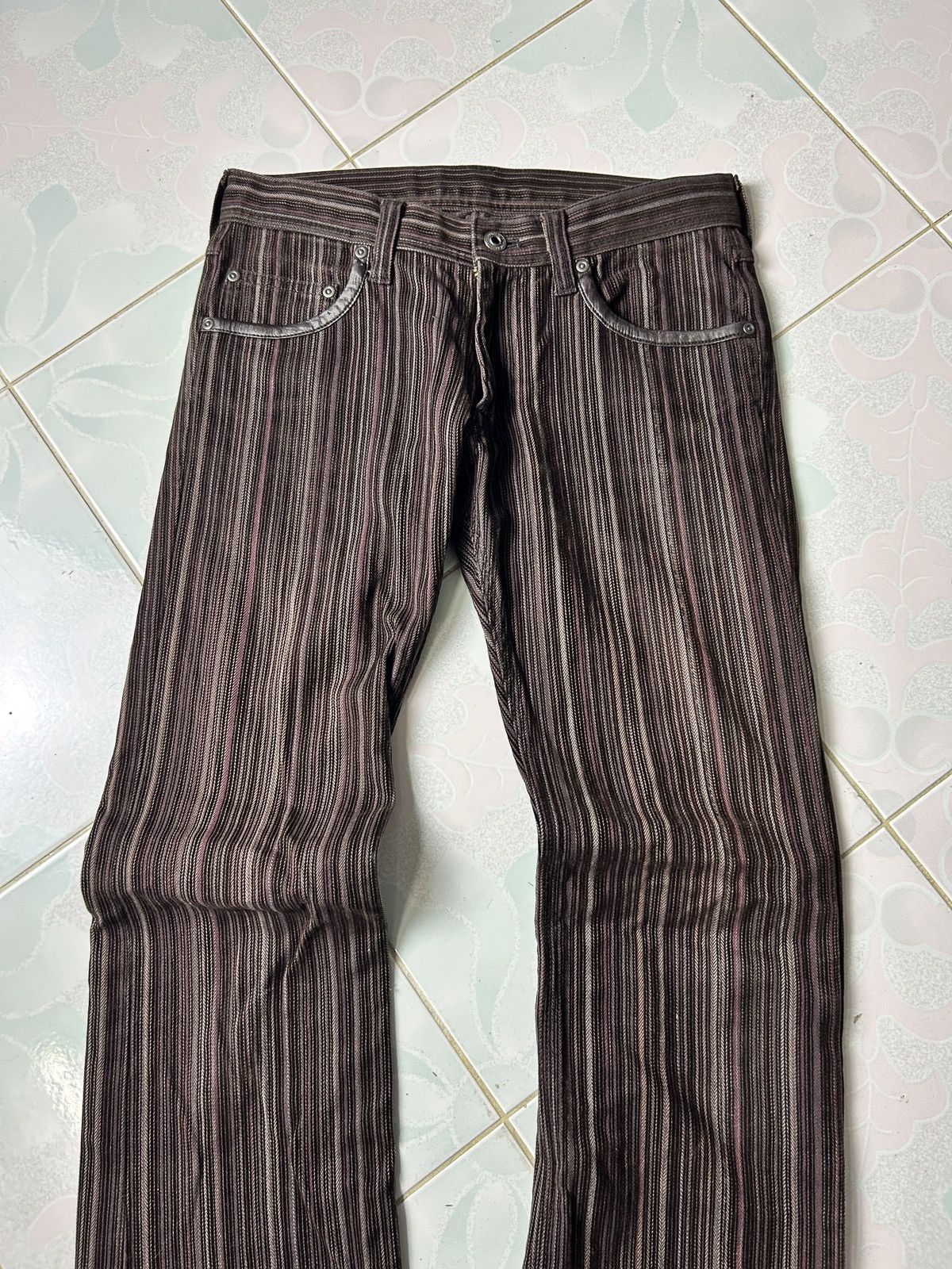 Japanese Brand Rare Flare jeans striped Edge rupert bootcut japan Size US 29 - 4 Thumbnail