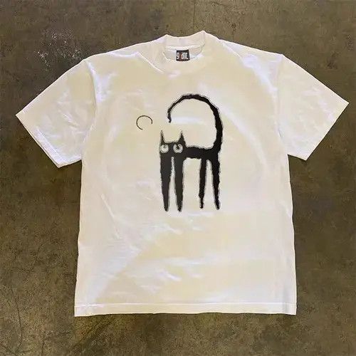 VIBE Street Cat Print Short Sleeve T-Shirt White Size US XL / EU 56 / 4 - 8 Thumbnail