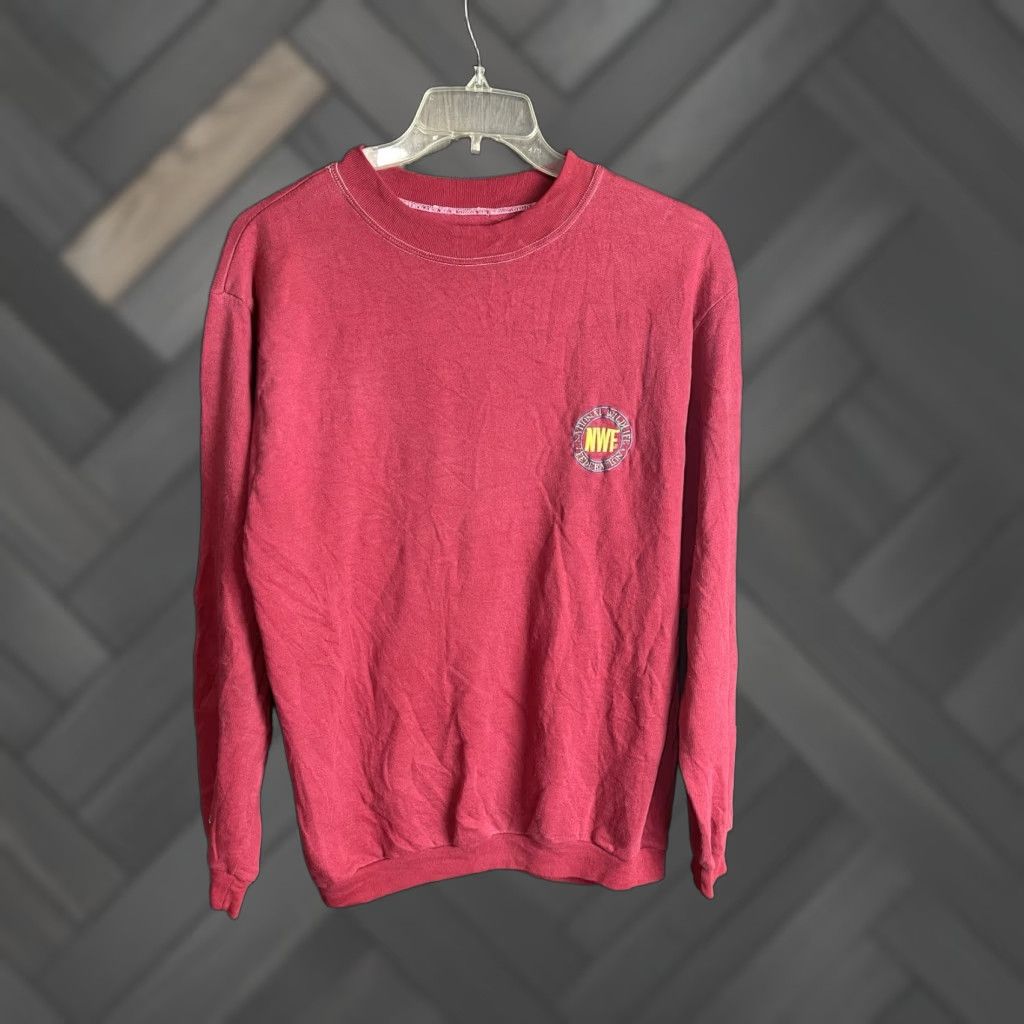 VINTAGE National Wildlife Federation Sweatshirt Mens L Red Logo Graphic Print Deer