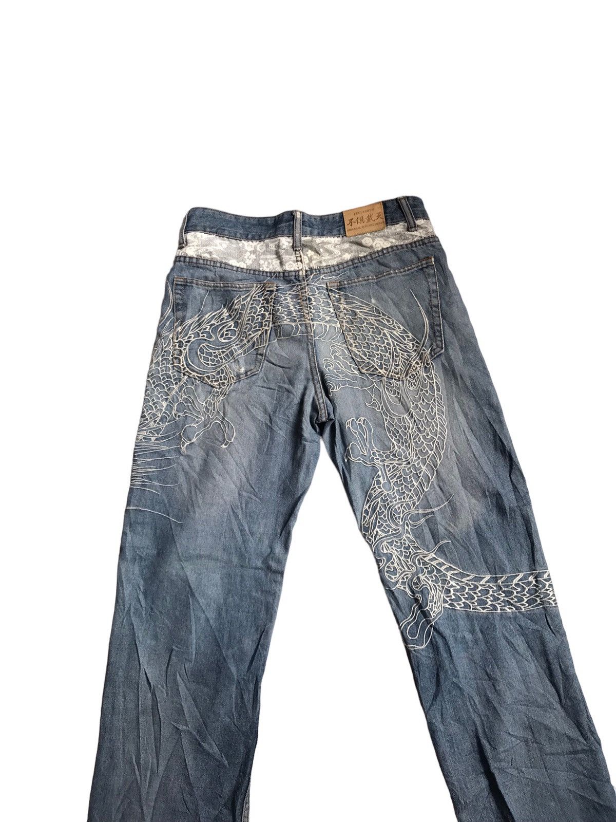 GOA FUGUTAITEN DISTRESSED DENIM DRAGON OVERPRINT Size US 30 / EU 46 - 10 Thumbnail