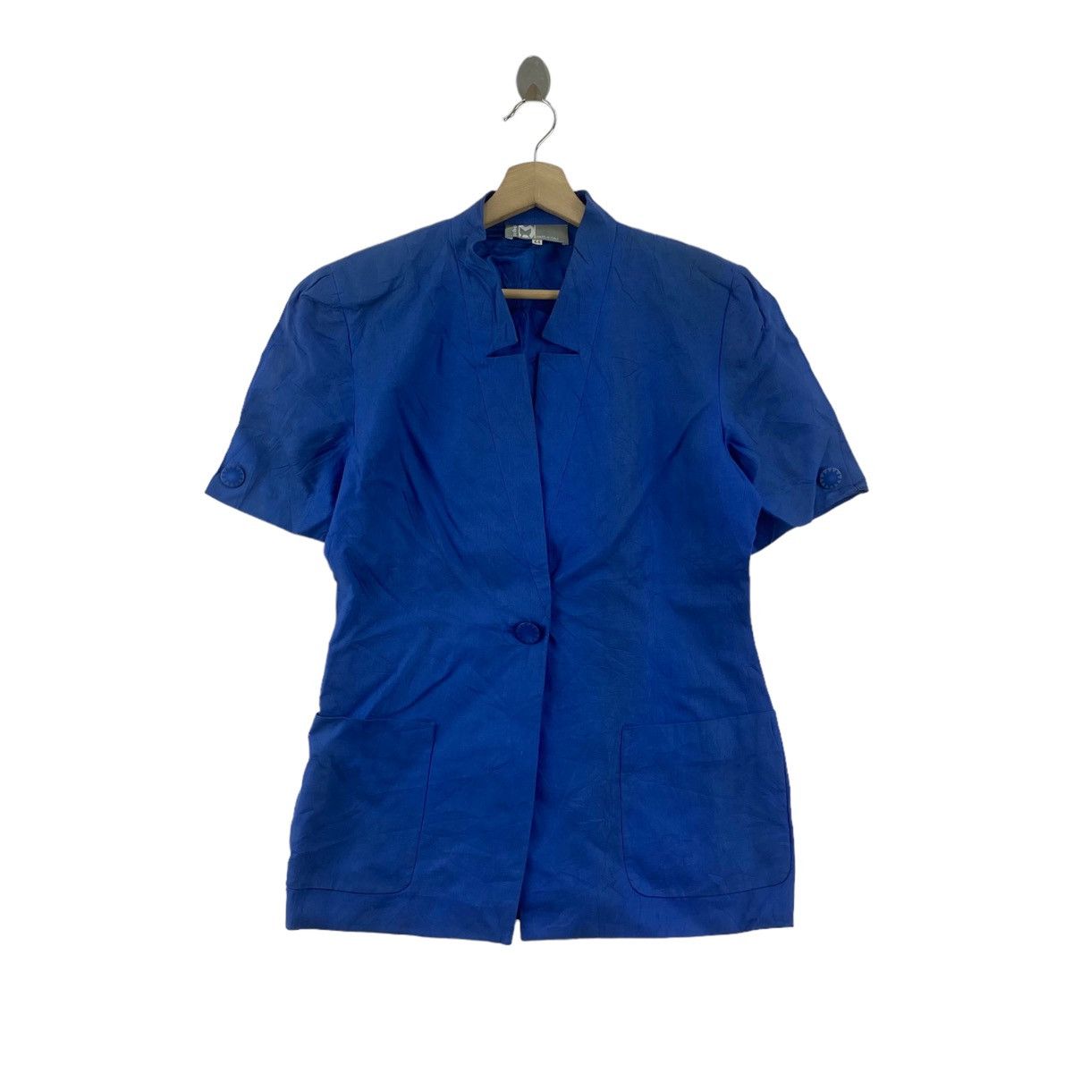 Mila Schon × Vintage Vintage MILA SCHÖN Italian Designer Blue Short Sleeve Coat Size M / US 6-8 / IT 42-44 - 1 Thumbnail