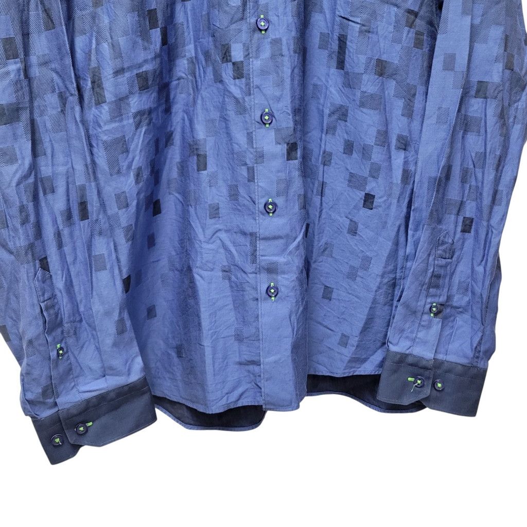 Maceoo MACEOO Italian Jacquard Fabric Blue Collared Long-Sleeves Me Size US XXL / EU 58 / 5 - 6 Thumbnail