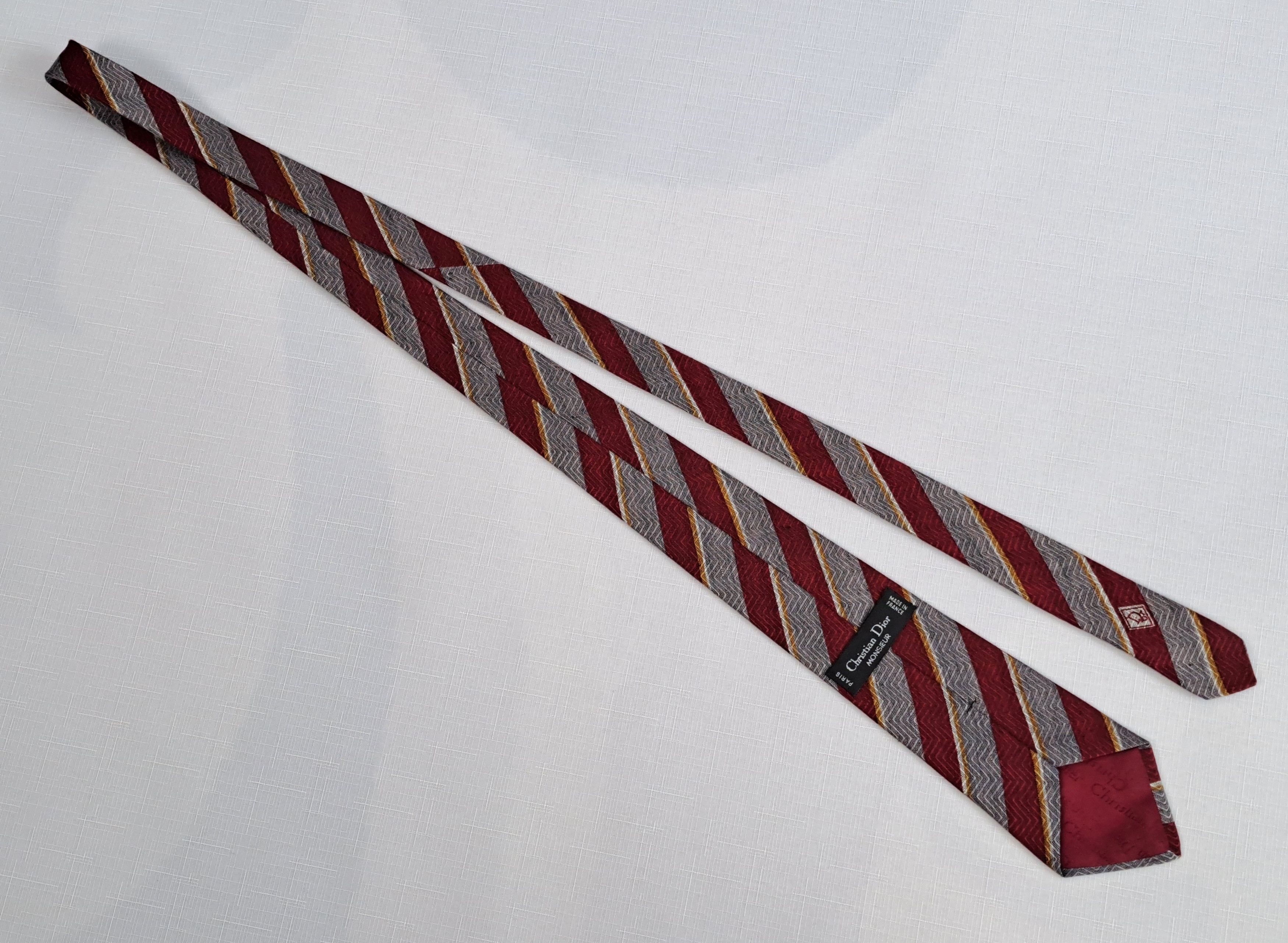 Dior × Vintage Vintage Christian Dior striped linen tie. Size ONE SIZE - 6 Thumbnail