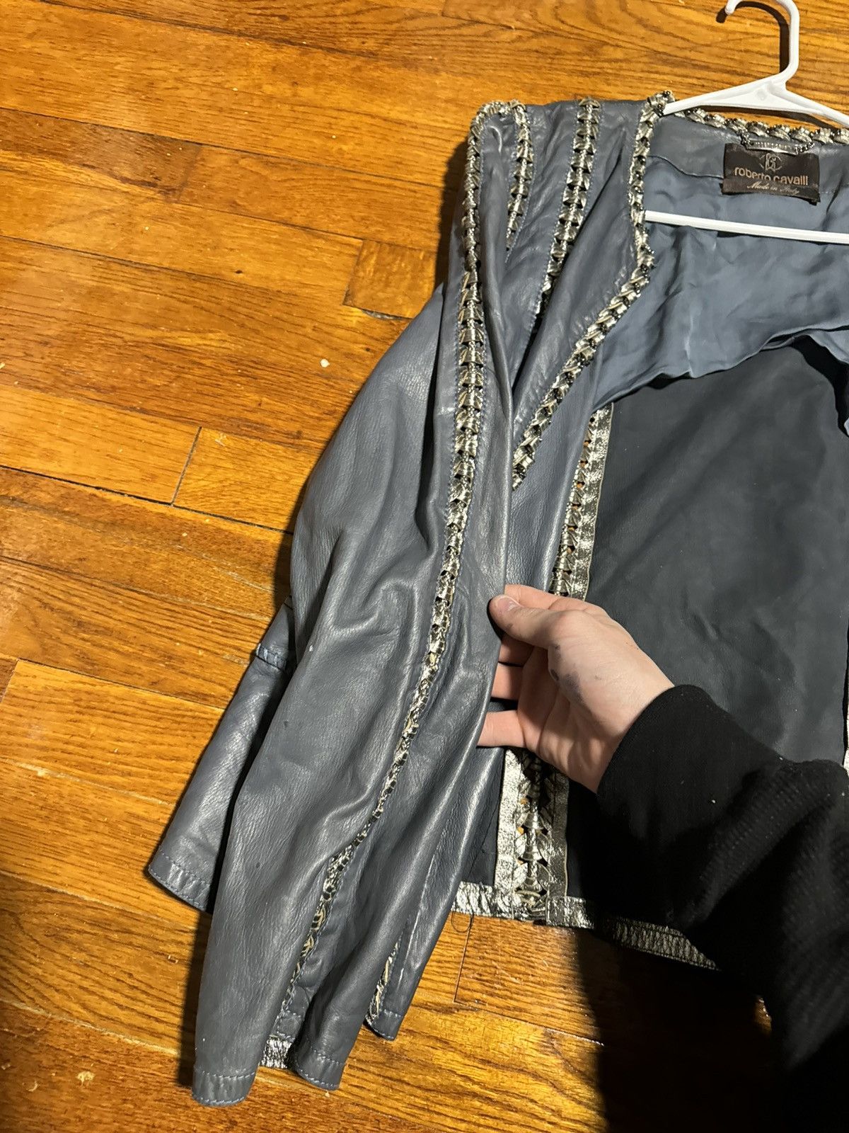 Roberto Cavalli Roberto Cavalli Jacket Leather Women Blue Size 46 Size L / US 10 / IT 46 - 4 Thumbnail