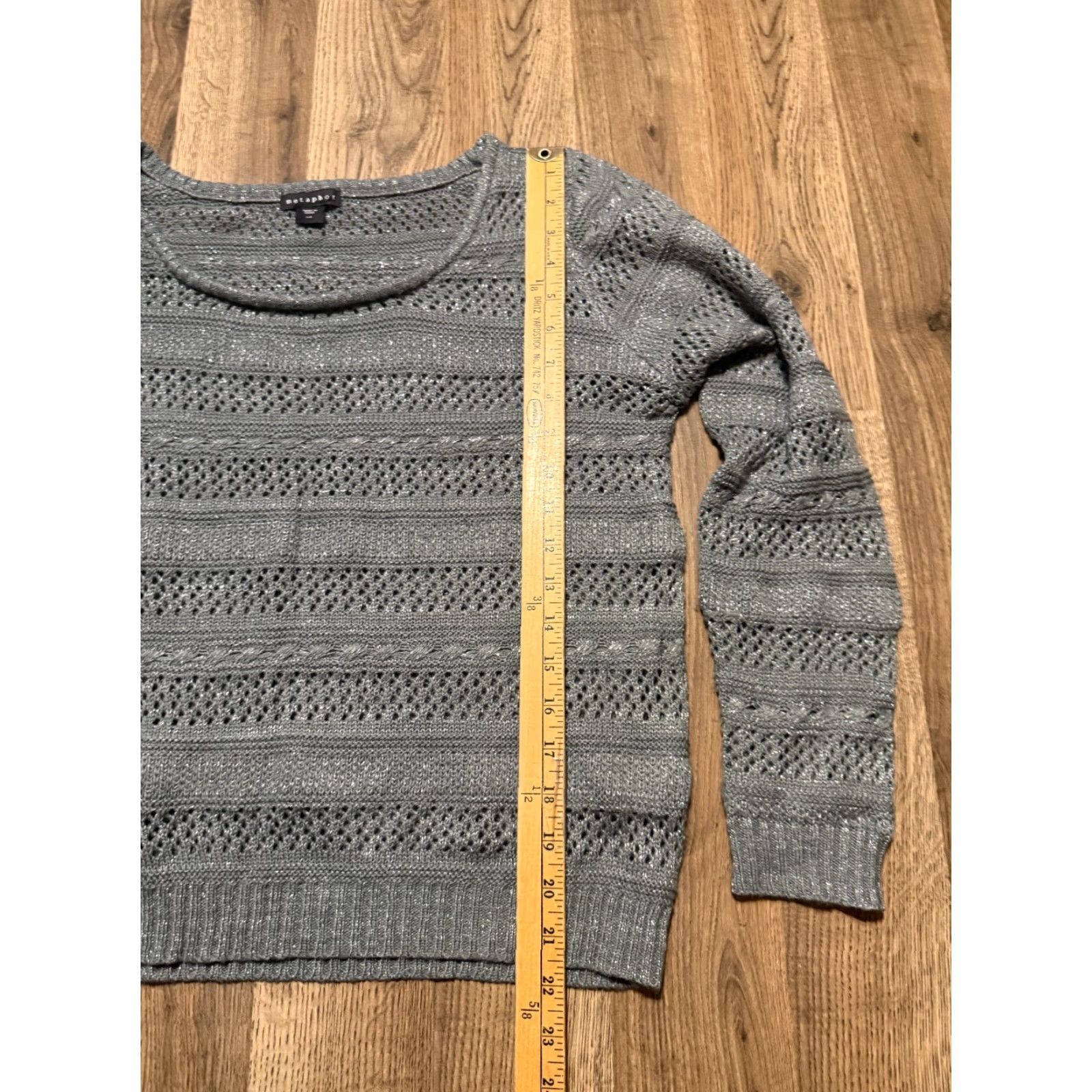 Vintage Metaphor Shirt Women's Large Grey Silver Sparkly Holes Long Sleeve Shirt Size L / US 10 / IT 46 - 7 Thumbnail