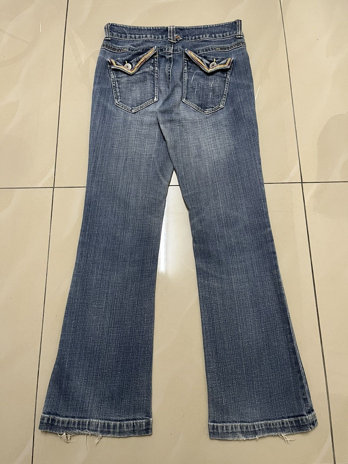 Japanese Brand Flare Jeans rainbow pocket denim distressed low rise Size US 28 / EU 44 - 1 Thumbnail