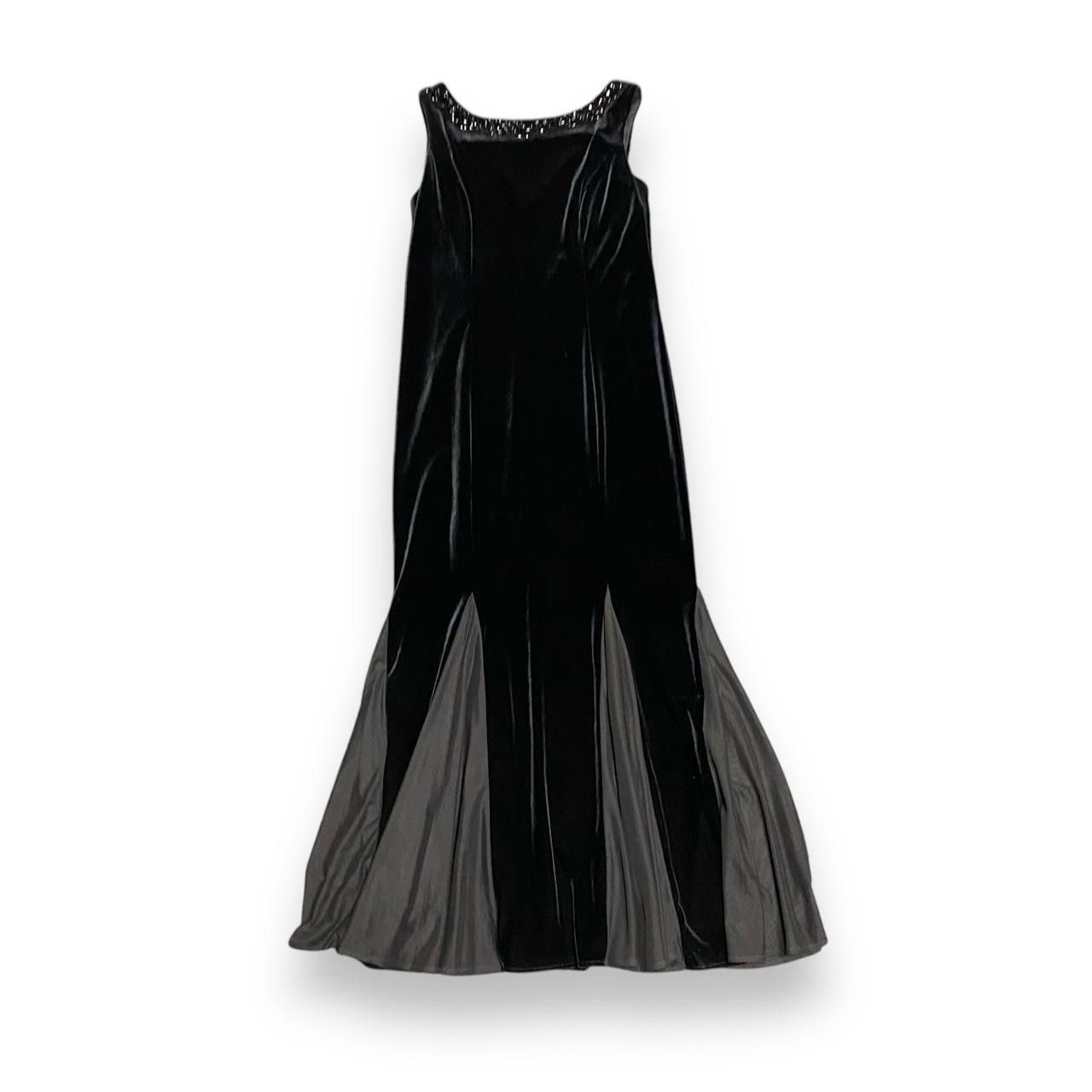 Designer Jessica Howard Black 90s Style Velvet Beaded Mermaid Gown Size XL / US 12-14 / IT 48-50 - 1 Thumbnail