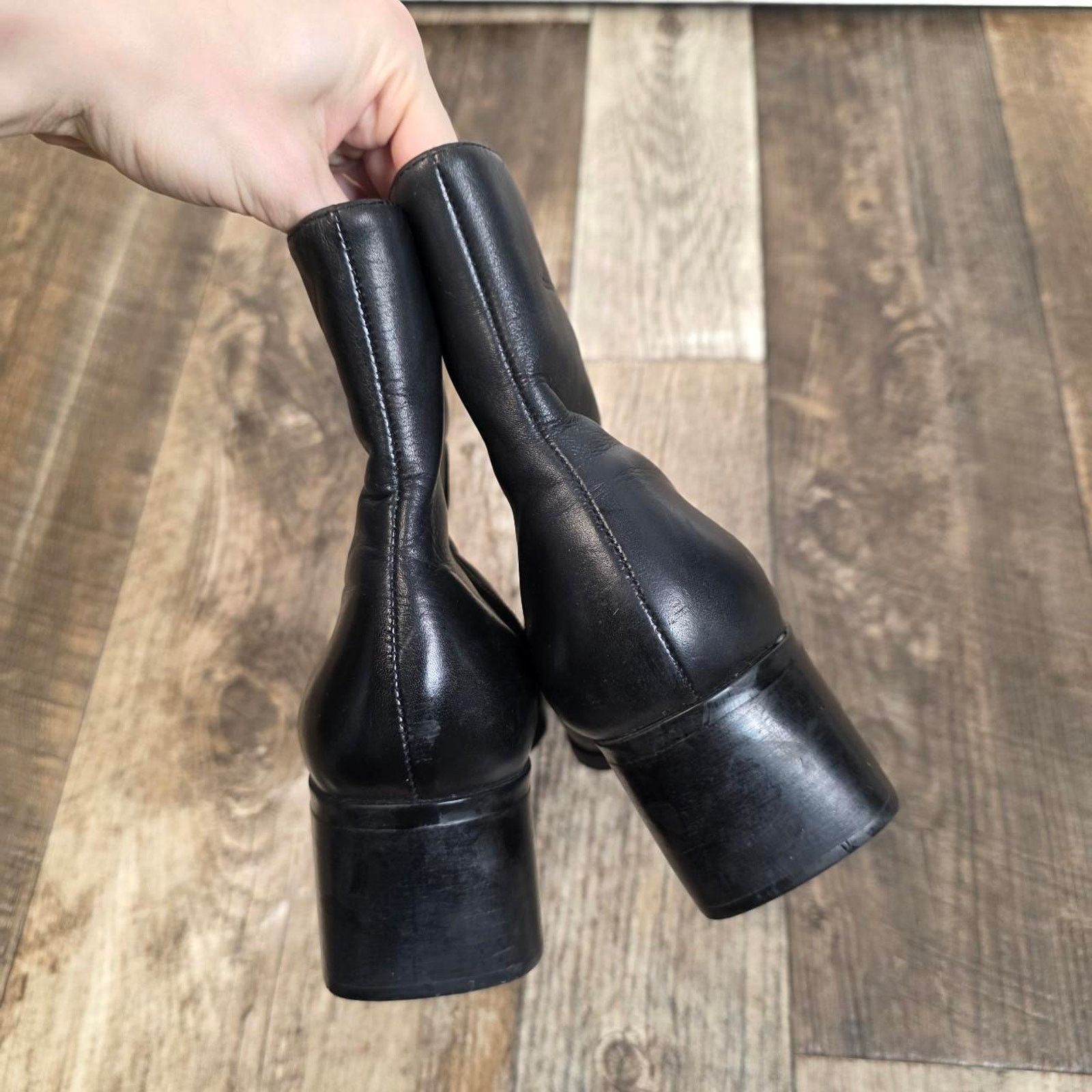 Vintage Vintage 90s Black Boots Leather Block Heel Women's 10 Size US 10 / IT 40 - 5 Thumbnail