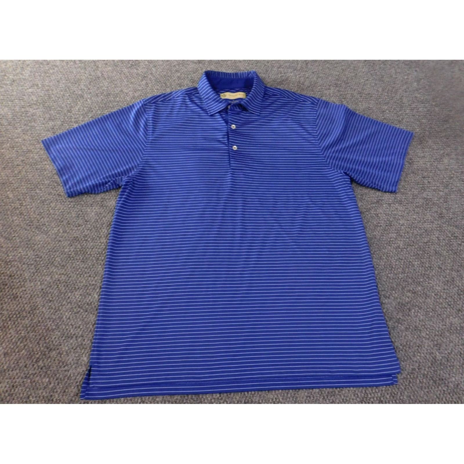 Vintage Donald Ross Polo Shirt Mens Blue Striped Short Sleeve Knit Sports Performance Golf Size US L / EU 52-54 / 3 - 5 Thumbnail