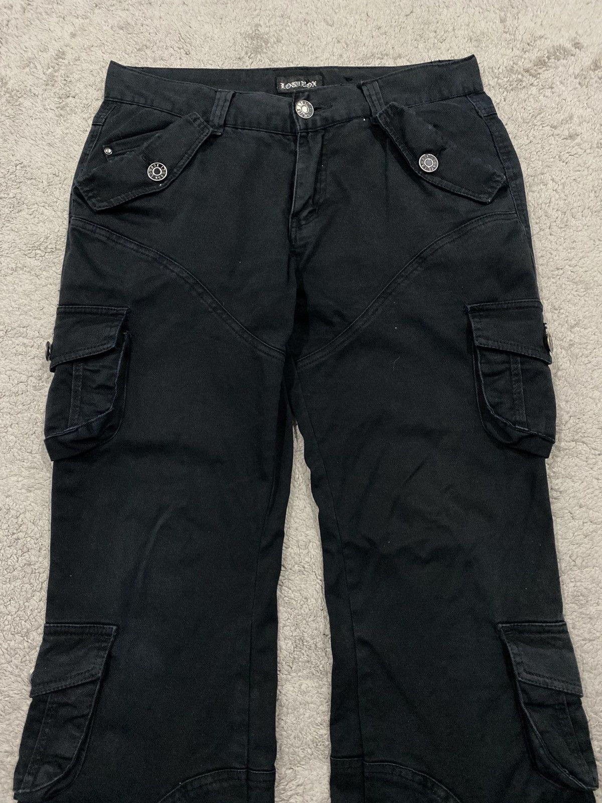 Japanese Brand LowBox Black Cargo Multipocket Flared Pants LGB Style Size US 32 / EU 48 - 3 Thumbnail