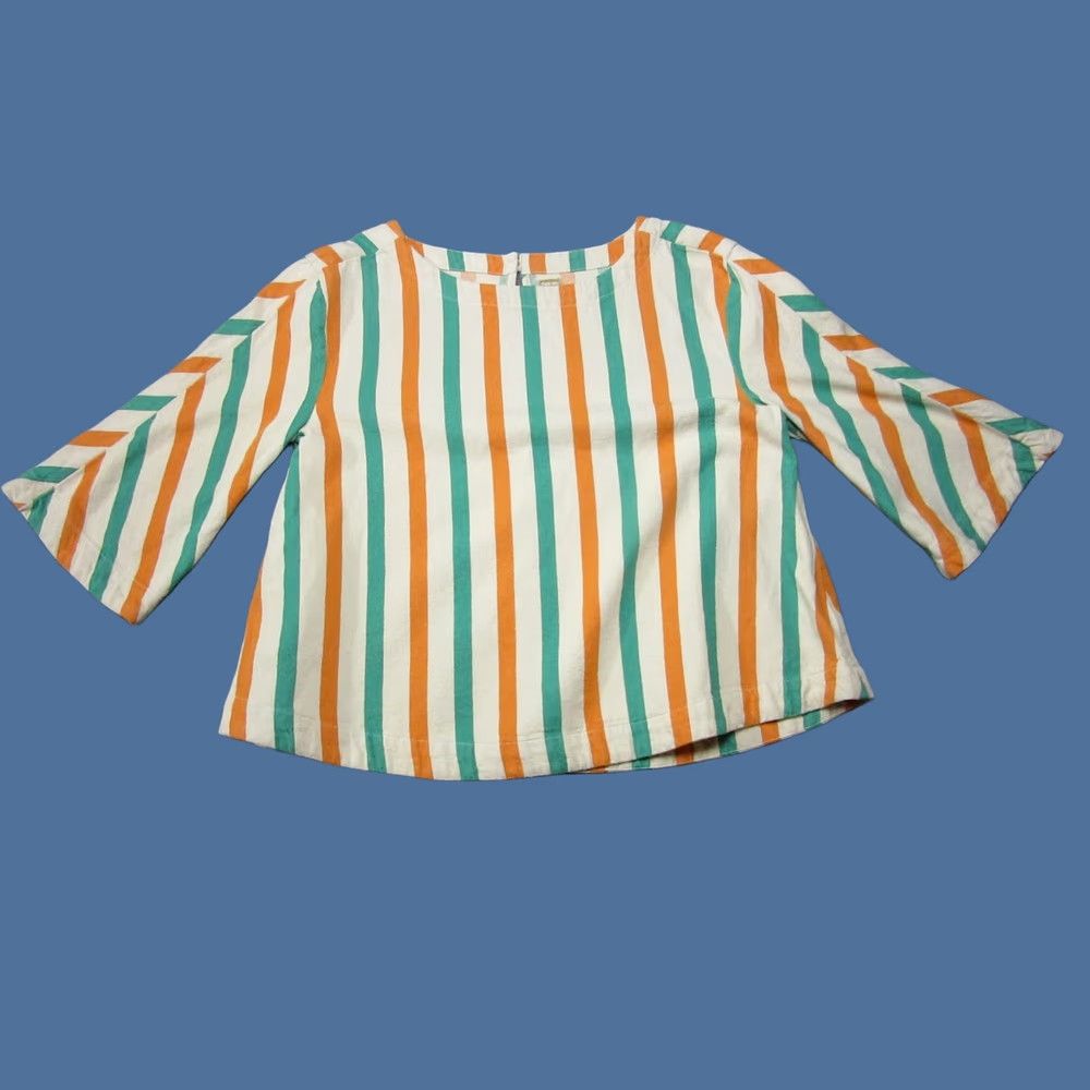 Free People Free People Blouse Womens Medium Multicolor Striped Boho Button Long Sleeve Keyhole Back Non-Formal Shirt Size M / US 6-8 / IT 42-44 - 1 Thumbnail
