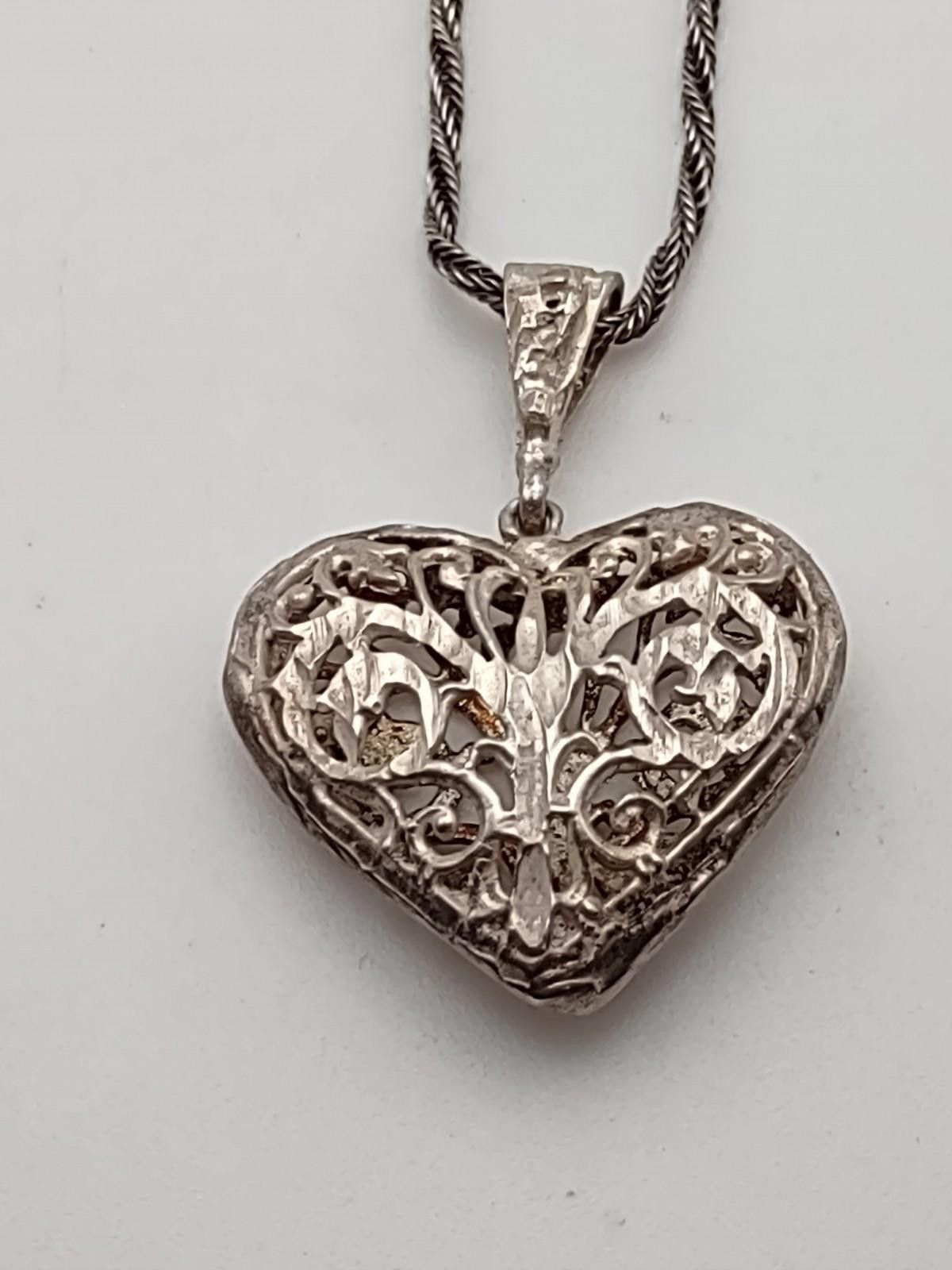 Other Sterling Silver Filigree Heart Pendant 24” Chain Italy 925 Size ONE SIZE - 1 Thumbnail